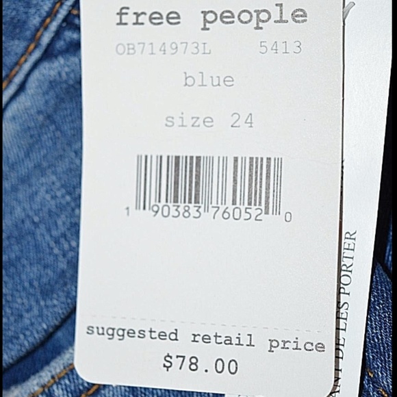 FREE PEOPLE Straight Leg Crop Jeans Womens sz 24 - Picture 7 of 8